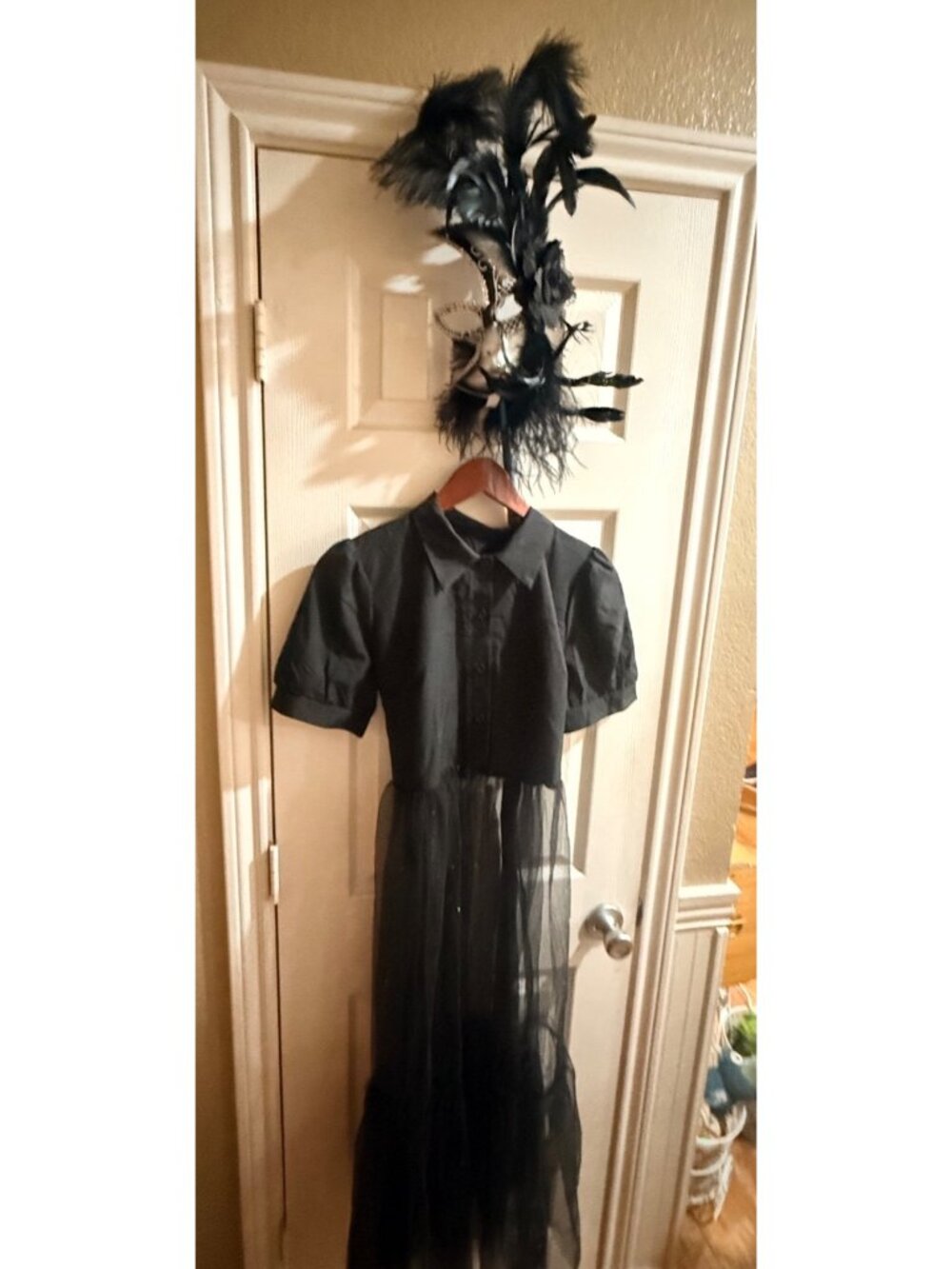 Halloween black wedding dress-steampunk fortune teller mask hand made costume